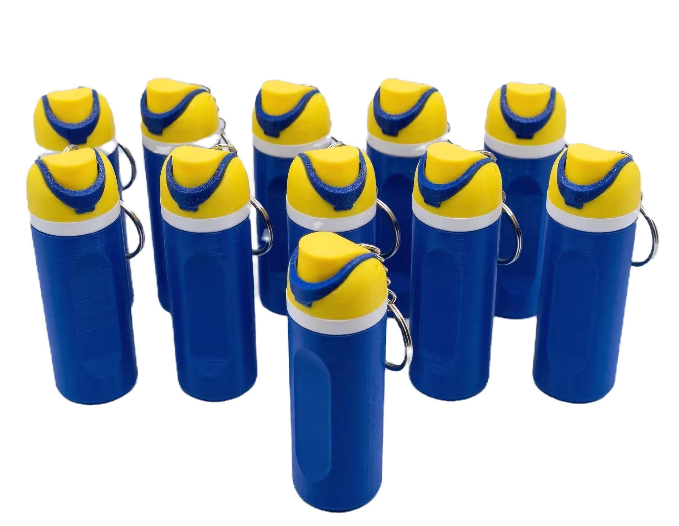 Highschool cheer team keychains printed in the school colors